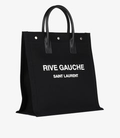 Saint Laurent Black Canvas & Calfskin Leather North-South Rive Gauche Tote