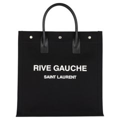 Saint Laurent Black Canvas & Calfskin Leather North-South Rive Gauche Tote