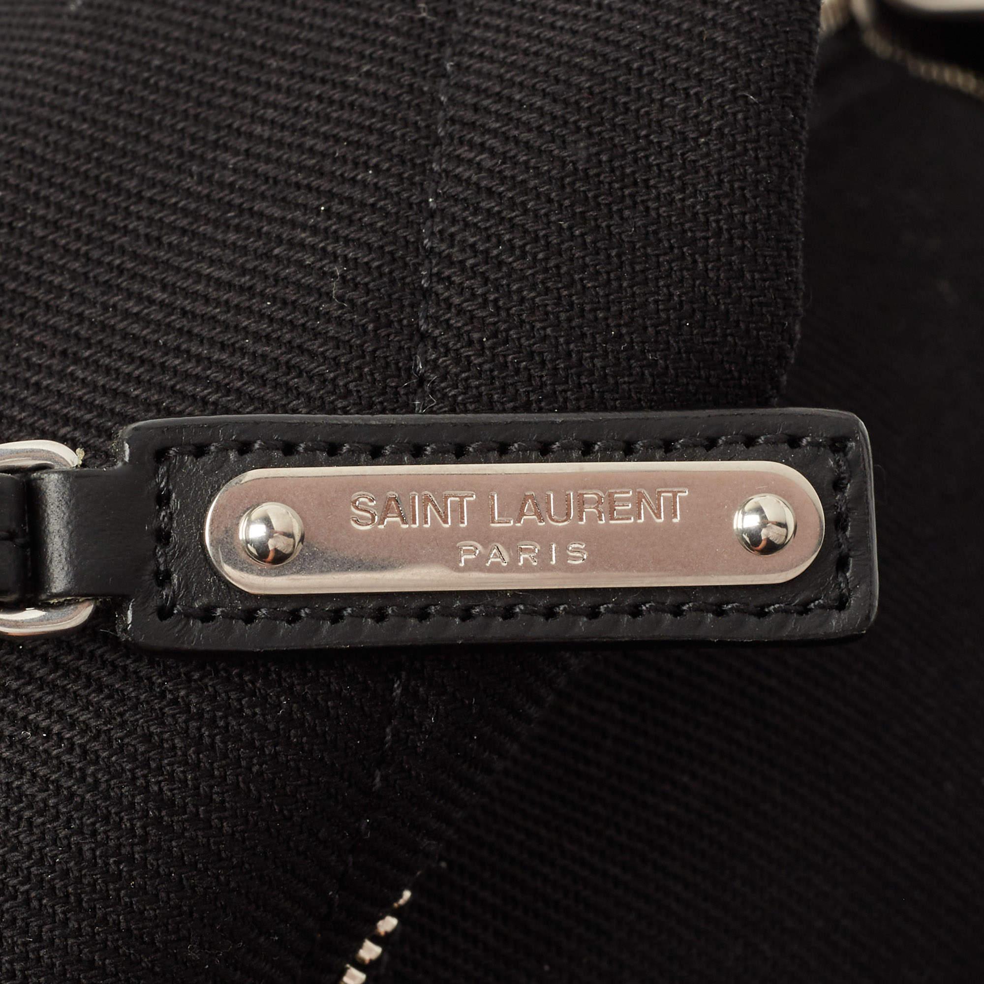 Saint Laurent Black Canvas Logo Embroidered City Backpack 4