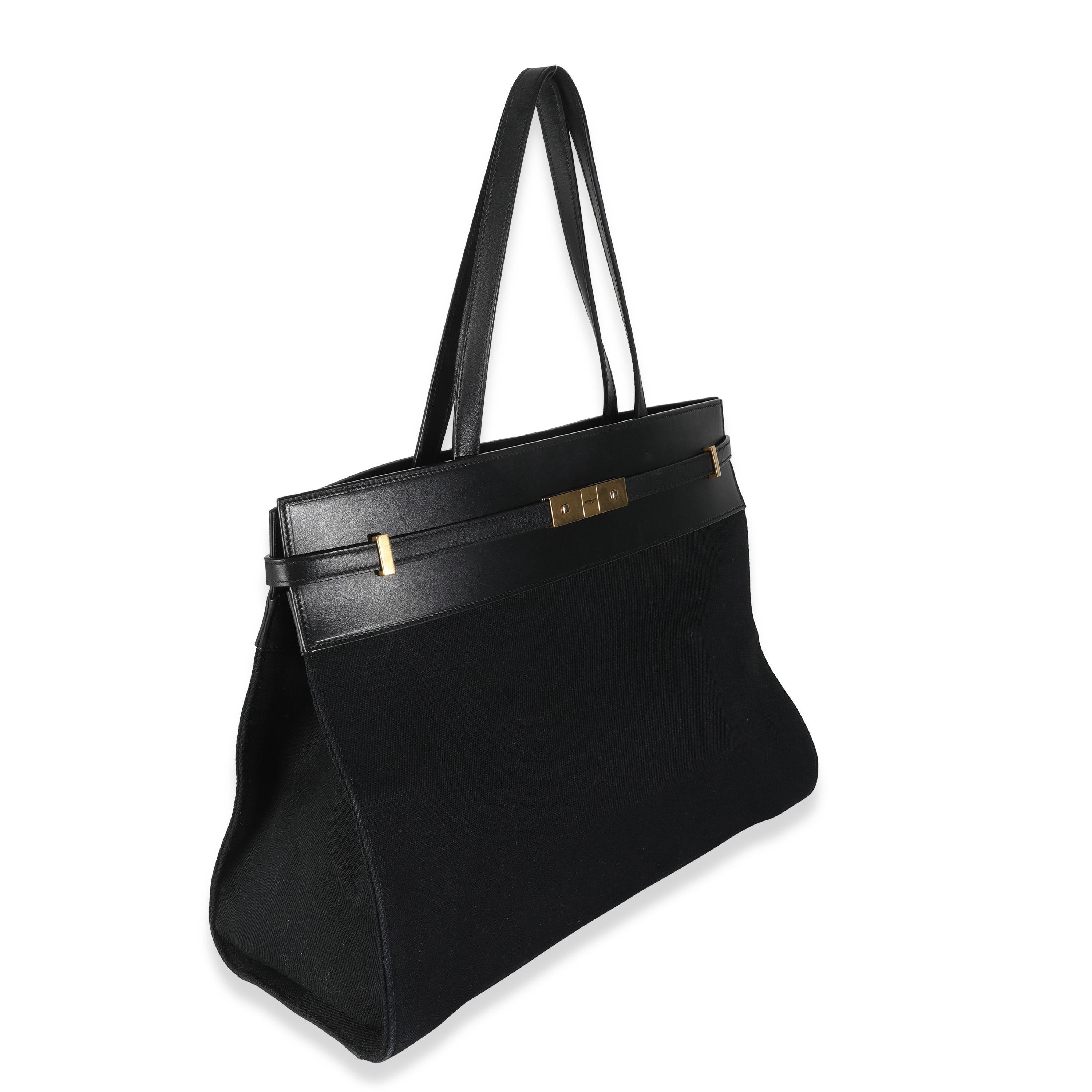 Saint Laurent Black Canvas Manhattan Tote In Excellent Condition For Sale In New York, NY