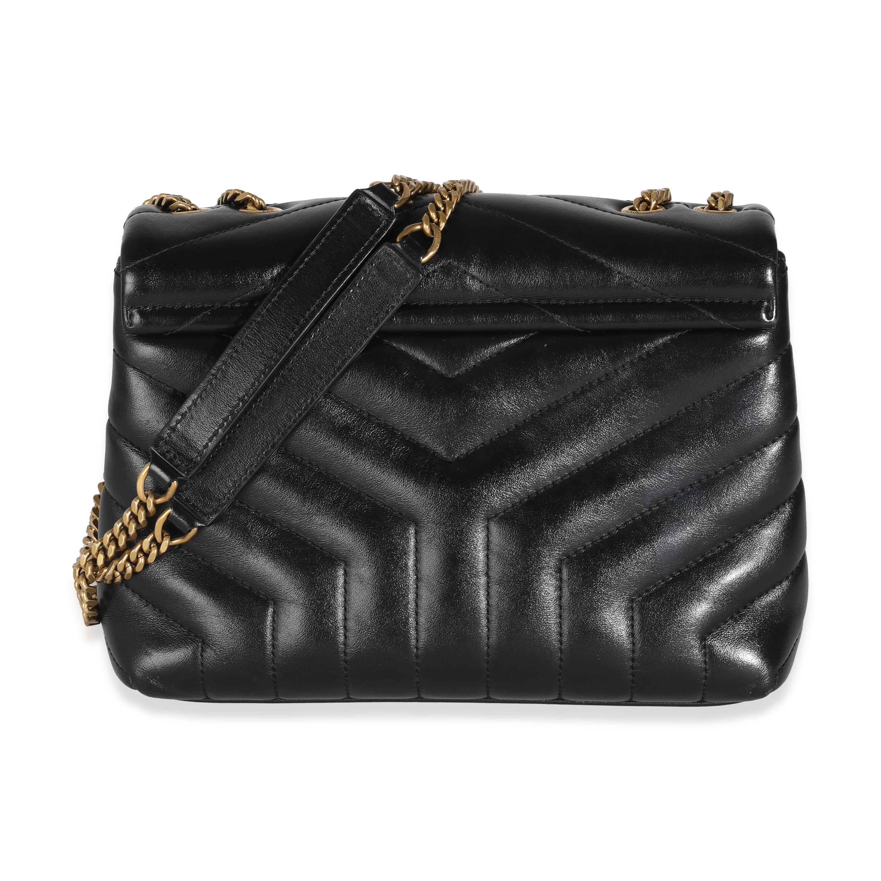 Listing Title: Saint Laurent Black Chevron Calfskin Y Quilted Monogram Small Loulou
SKU: 144185
Condition: Pre-owned 
Condition Description: Named after Loulou de la Falaise, the Loulou bag from Saint Laurent is an ode to one of the founder's