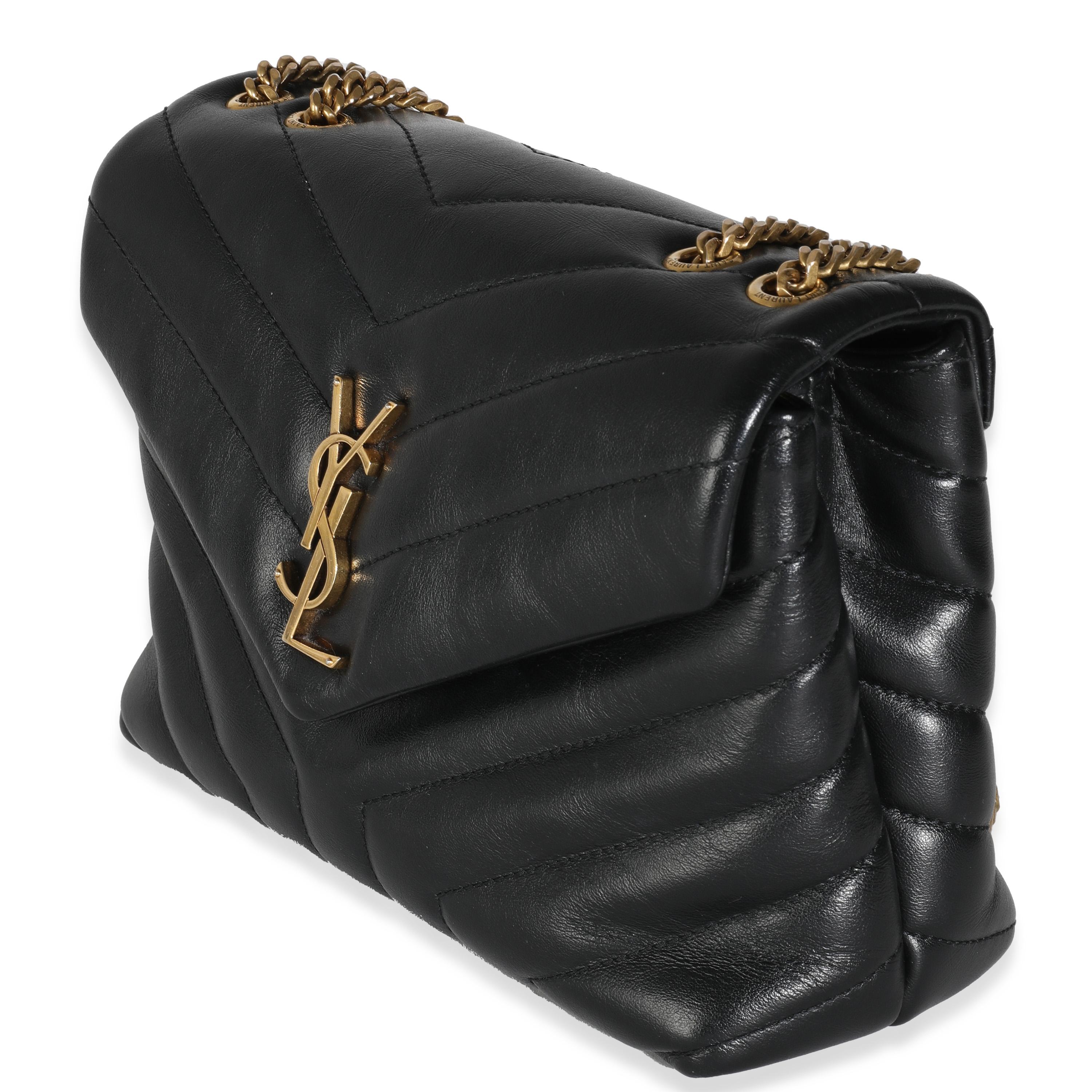 Women's or Men's Saint Laurent Black Chevron Calfskin Y Quilted Monogram Small Loulou For Sale