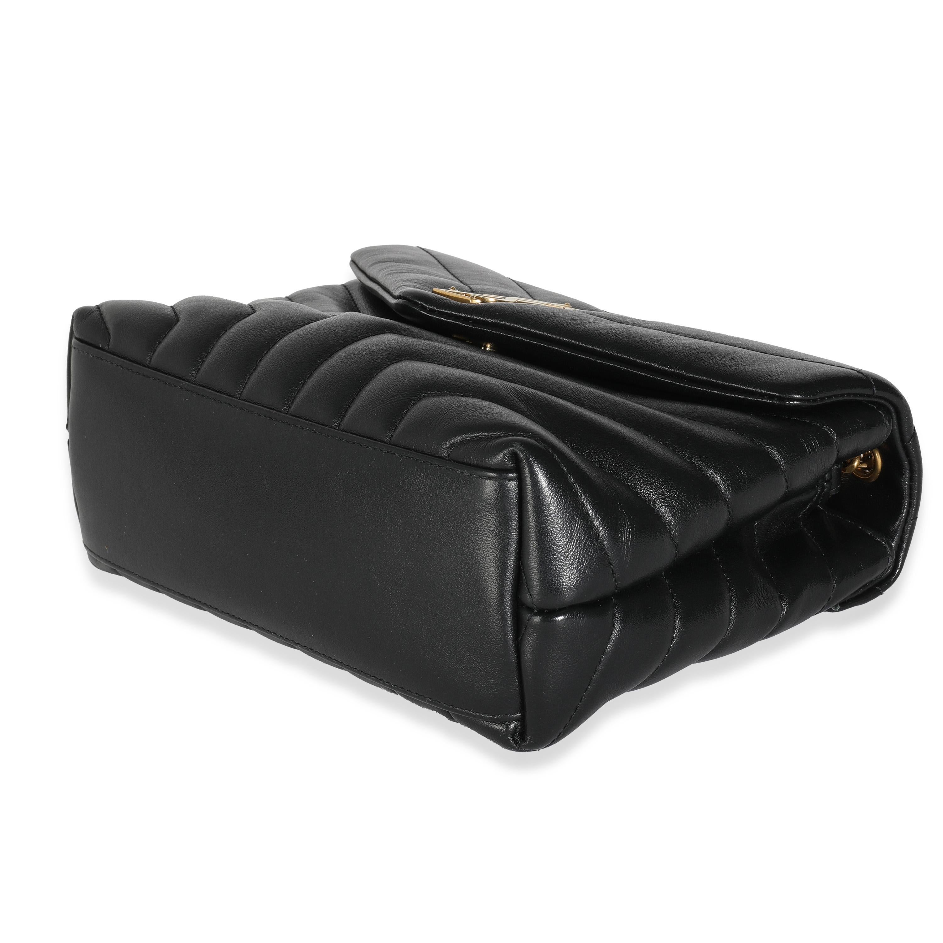 Saint Laurent Black Chevron Calfskin Y Quilted Monogram Small Loulou For Sale 1