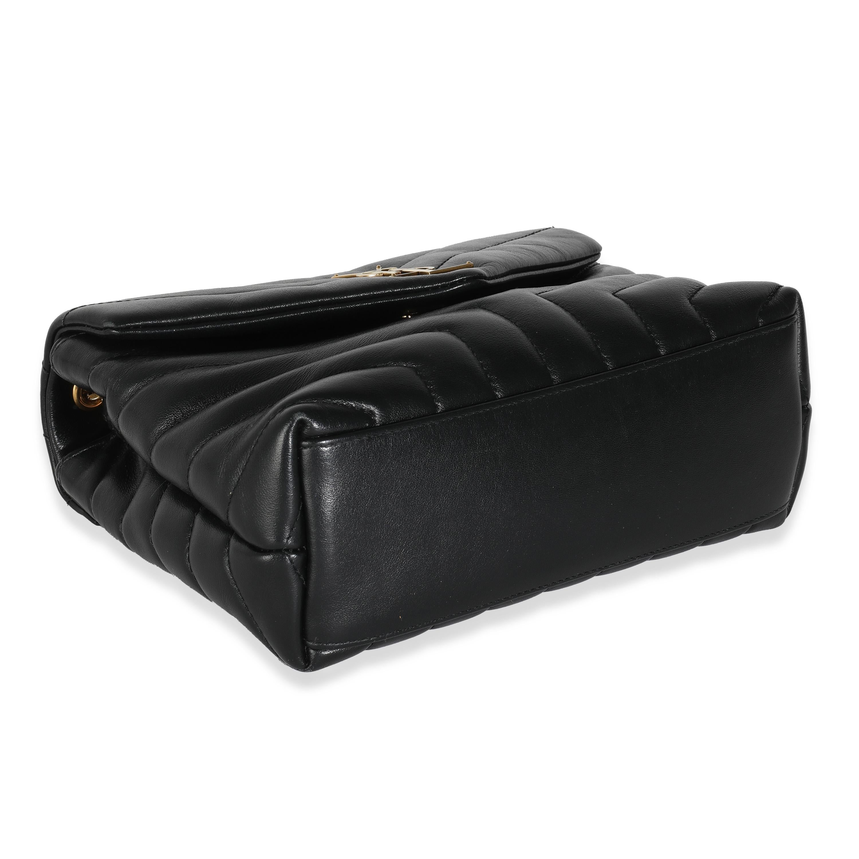 Saint Laurent Black Chevron Calfskin Y Quilted Monogram Small Loulou For Sale 3