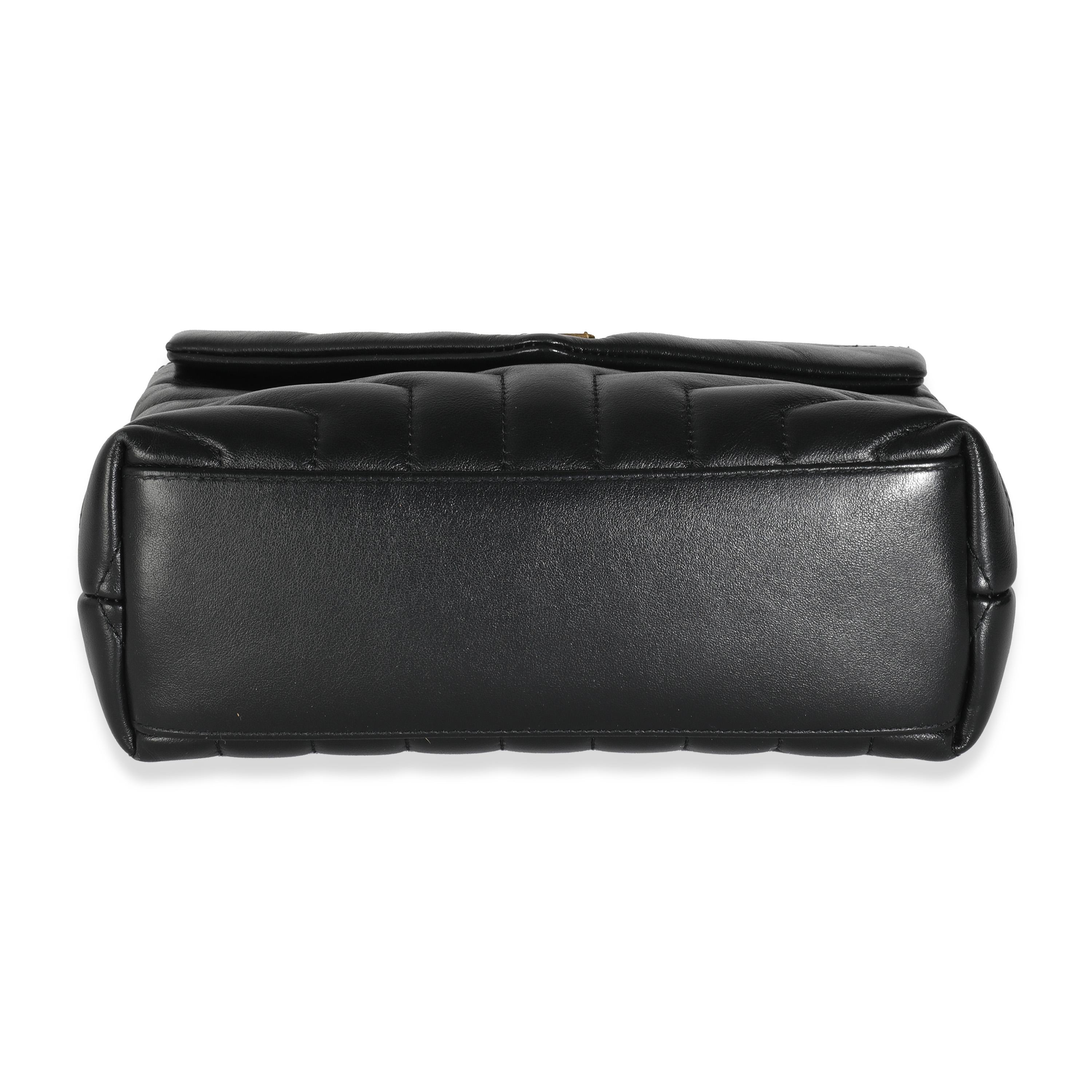 Saint Laurent Black Chevron Calfskin Y Quilted Monogram Small Loulou For Sale 4