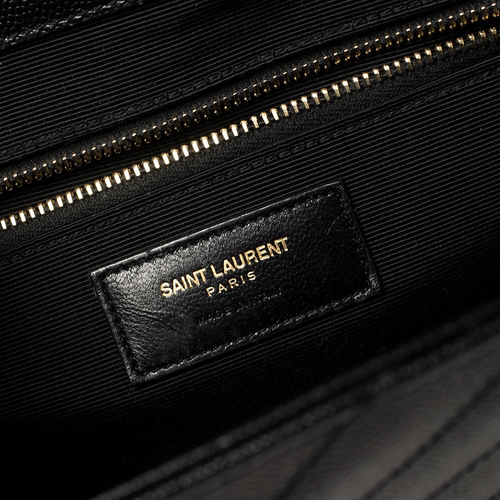 Women's Saint Laurent Black Chevron Leather Large Cassandre Flap Bag
