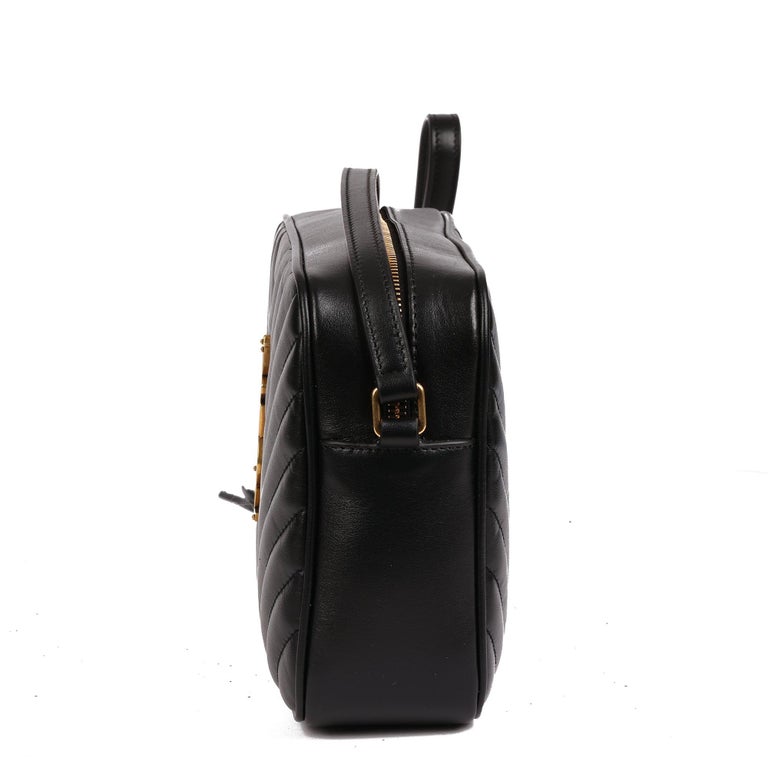Women's SAINT LAURENT Black Chevron Quilted Calfskin Leather Lou Camera Bag For Sale