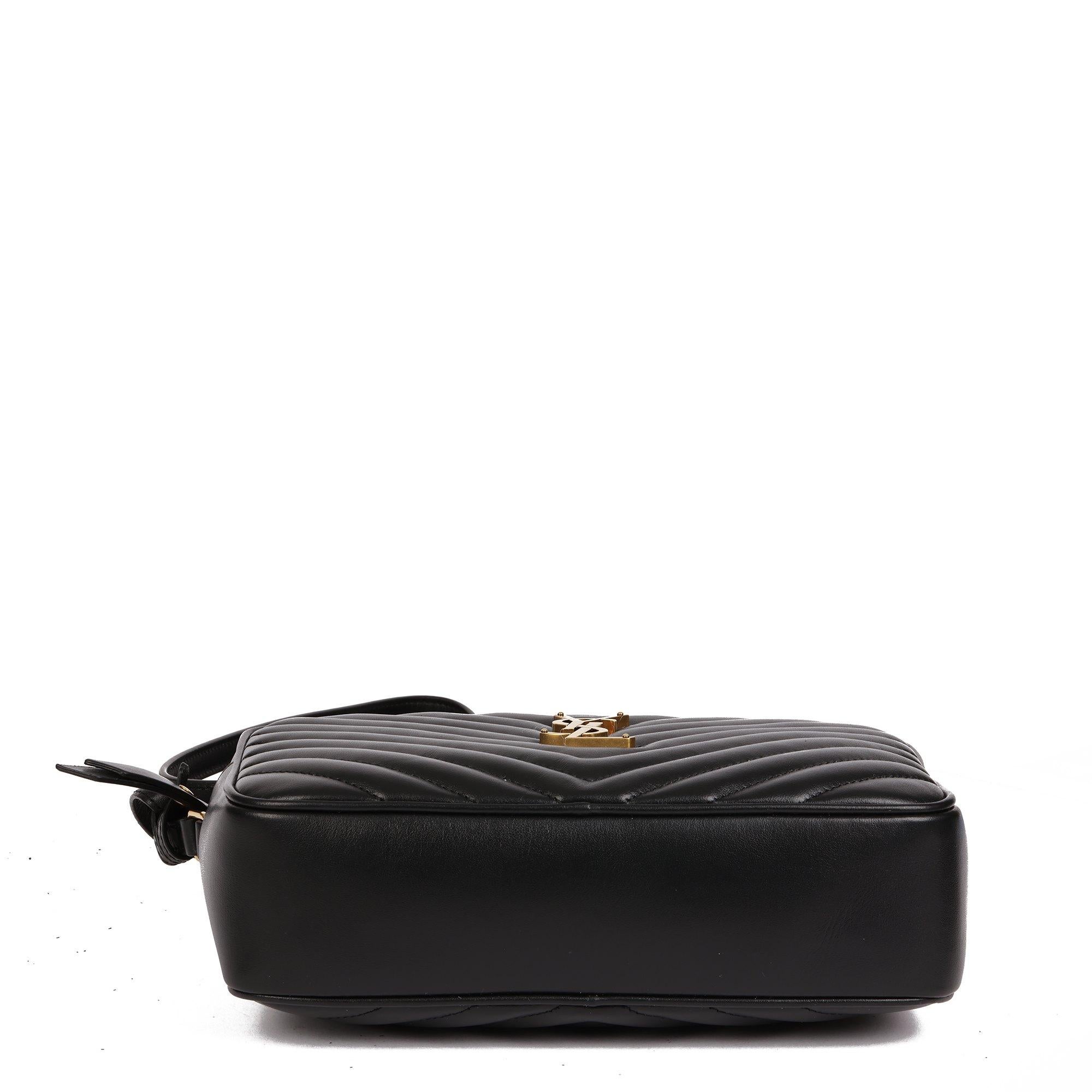 Women's SAINT LAURENT Black Chevron Quilted Calfskin Leather Lou Camera Bag