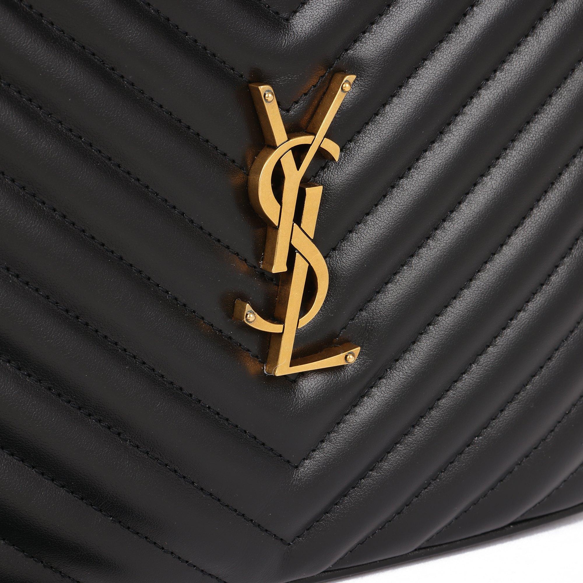 SAINT LAURENT Black Chevron Quilted Calfskin Leather Lou Camera Bag 1