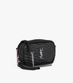 Saint Laurent Black Chevron Quilted Calfskin Leather Mini Lou Camera Bag