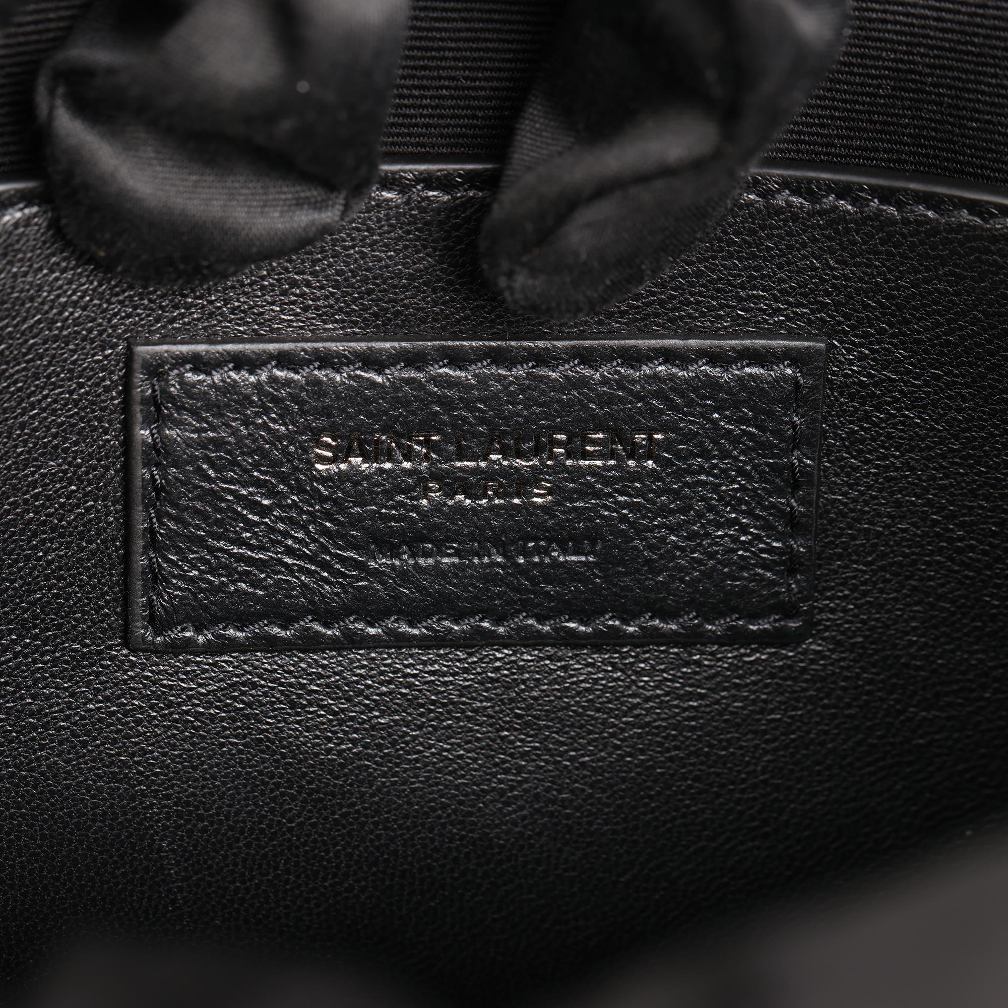 SAINT LAURENT Black Chevron Quilted Crinkled Calfskin Leather Baby Niki 3