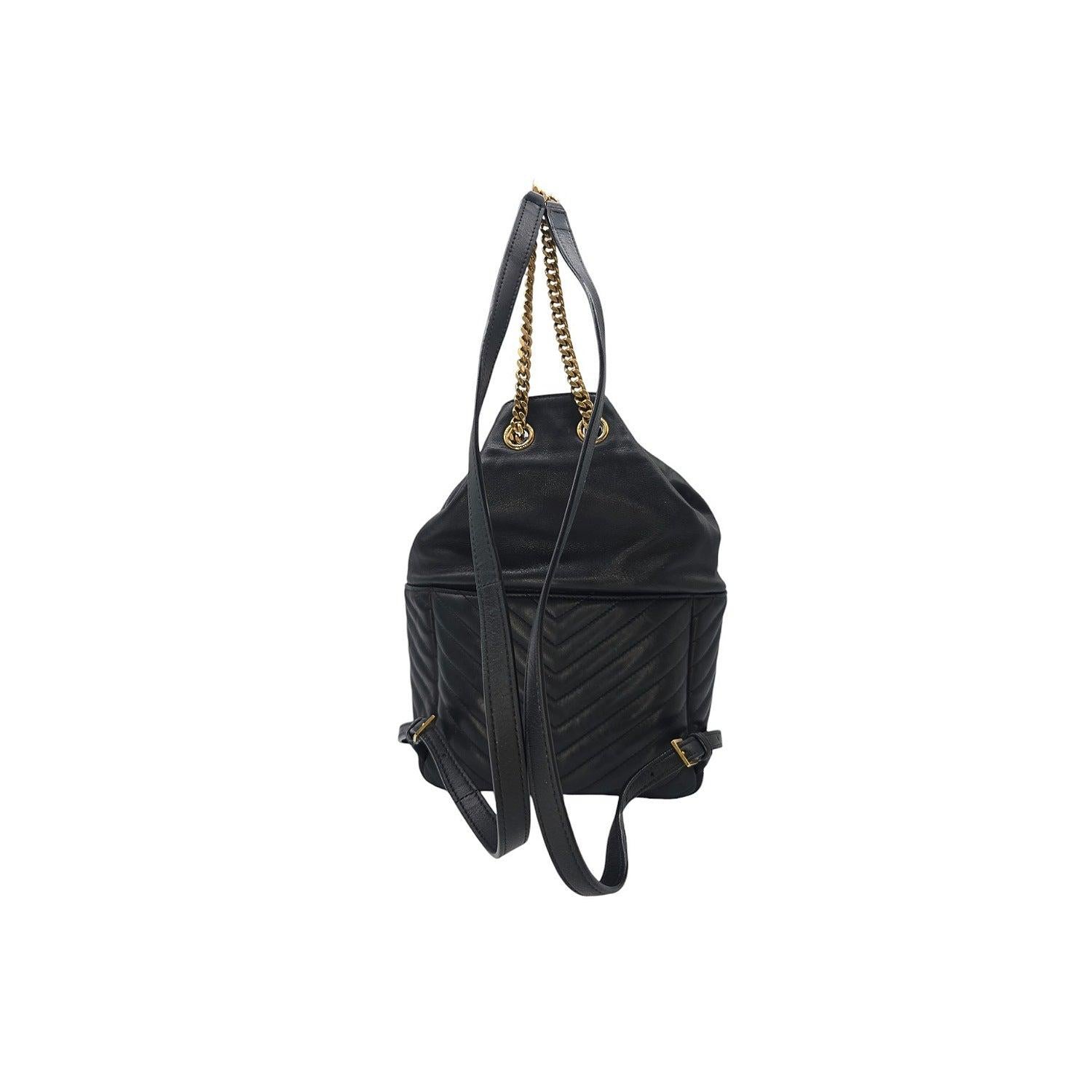 Noir Saint Laurent - Sac à dos Joe en cuir d'agneau matelassé à chevrons noirs en vente
