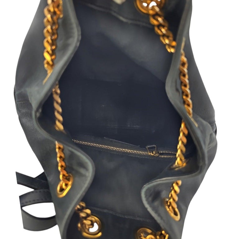 Saint Laurent Quilted Black Backpack with Gold Accents Yves Saint Laurent Black Chevron Quilted Lambskin Leather  main image 3
