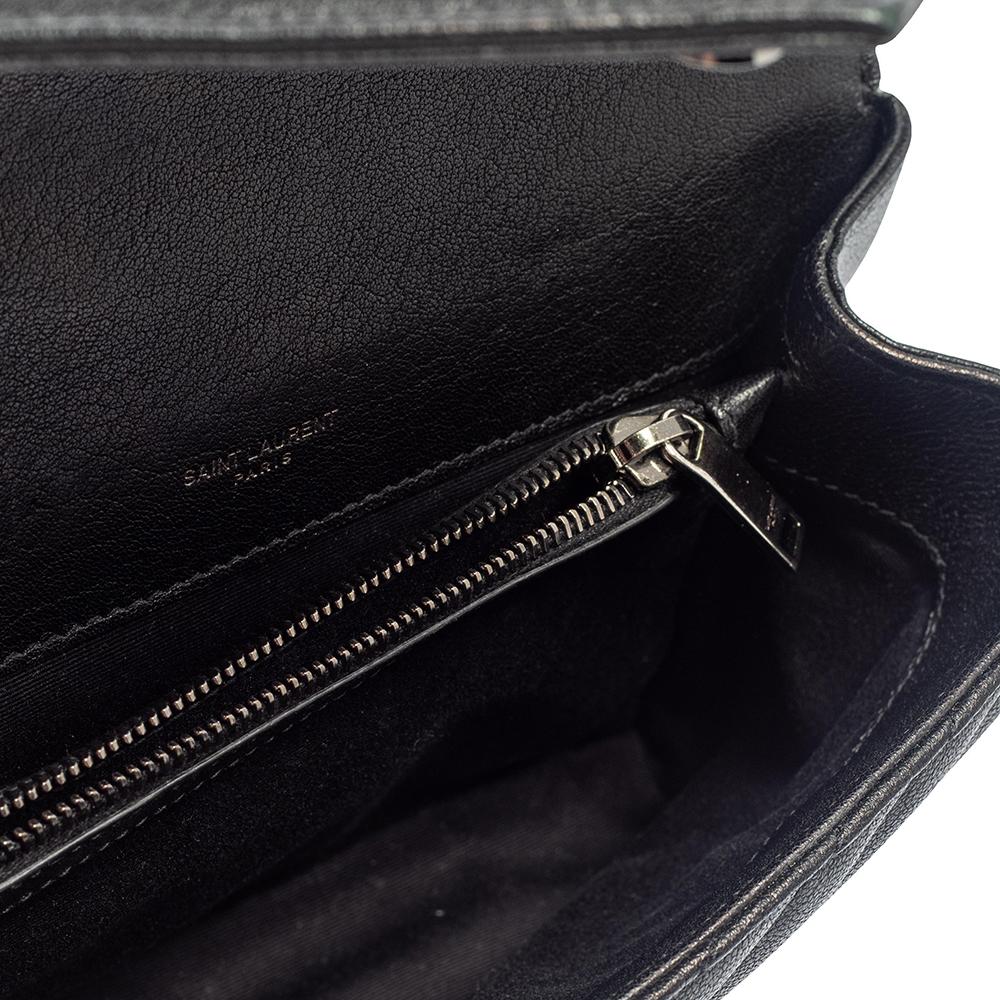 Saint Laurent Schwarz Chevron gesteppt Leder Medium College Top Handle Tasche 2