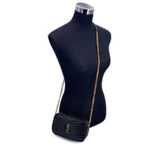 Saint Laurent Black Chevron Quilted Leather Mini Lou Camera Bag