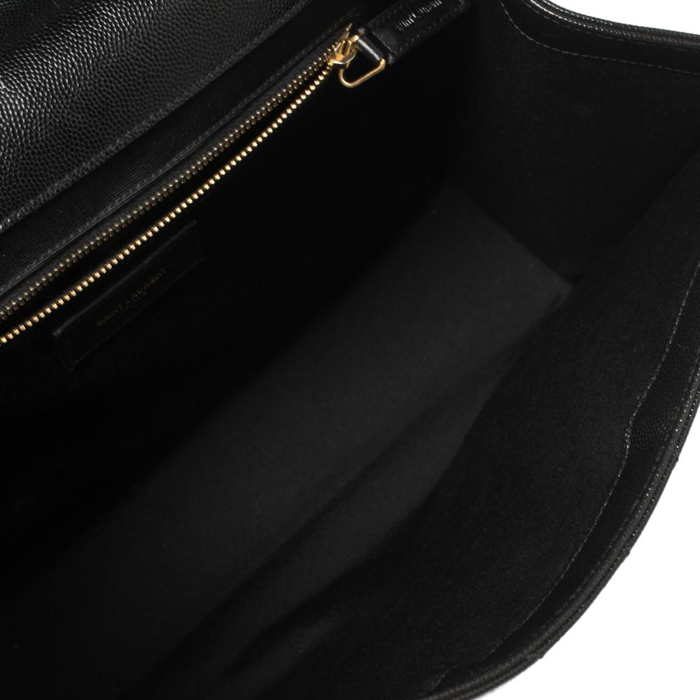 Saint Laurent Black Chevron Quilted Leather Monogram Envelope Shoulder Bag 5