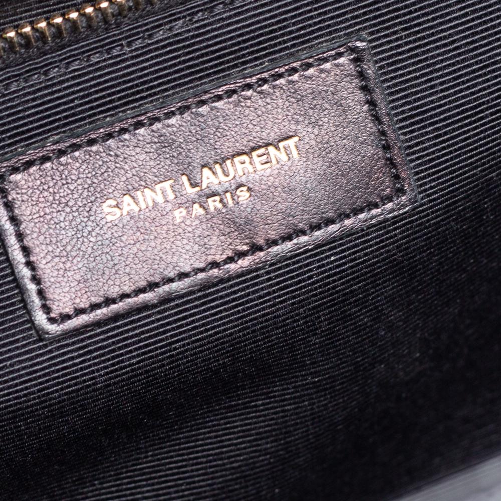 Saint Laurent Black Chevron Quilted Leather Monogram Envelope Shoulder Bag 6