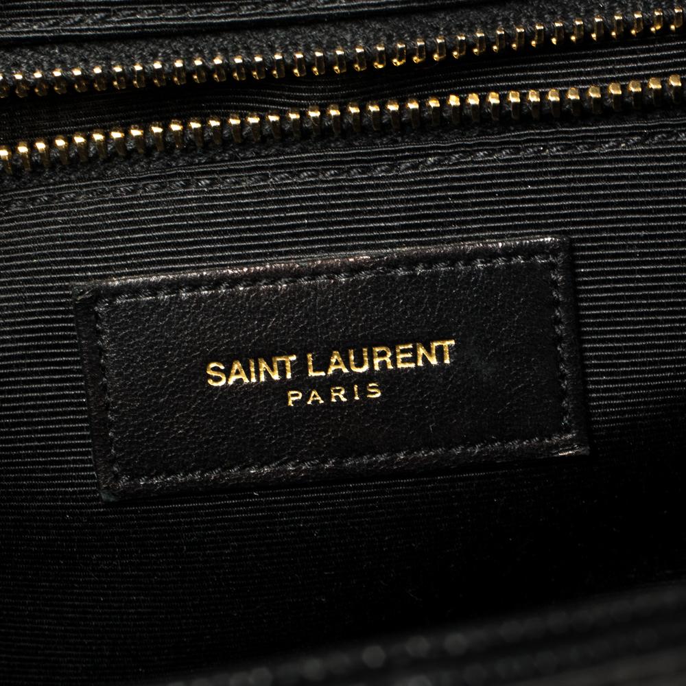 Saint Laurent Black Chevron Quilted Leather Monogram Envelope Shoulder Bag 6