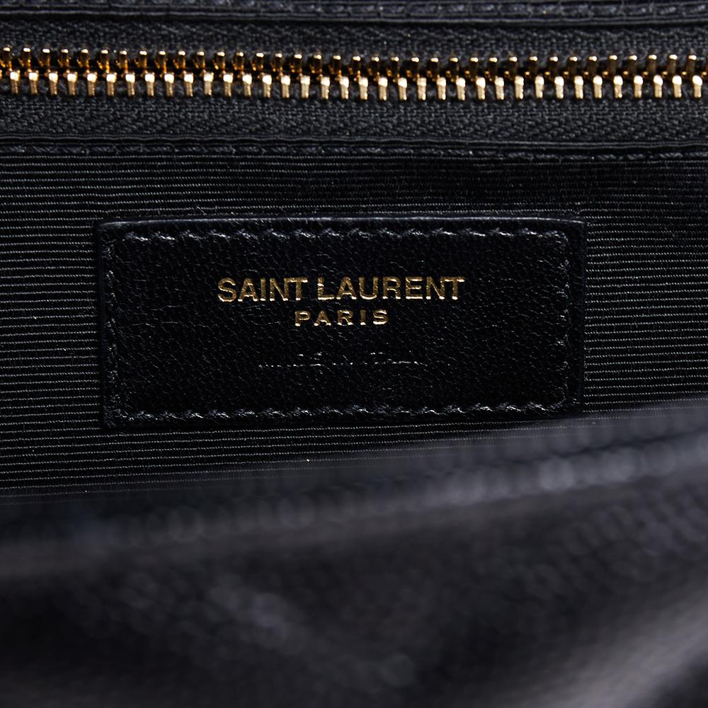 Saint Laurent Black Chevron Quilted Leather Monogram Envelope Shoulder Bag 5