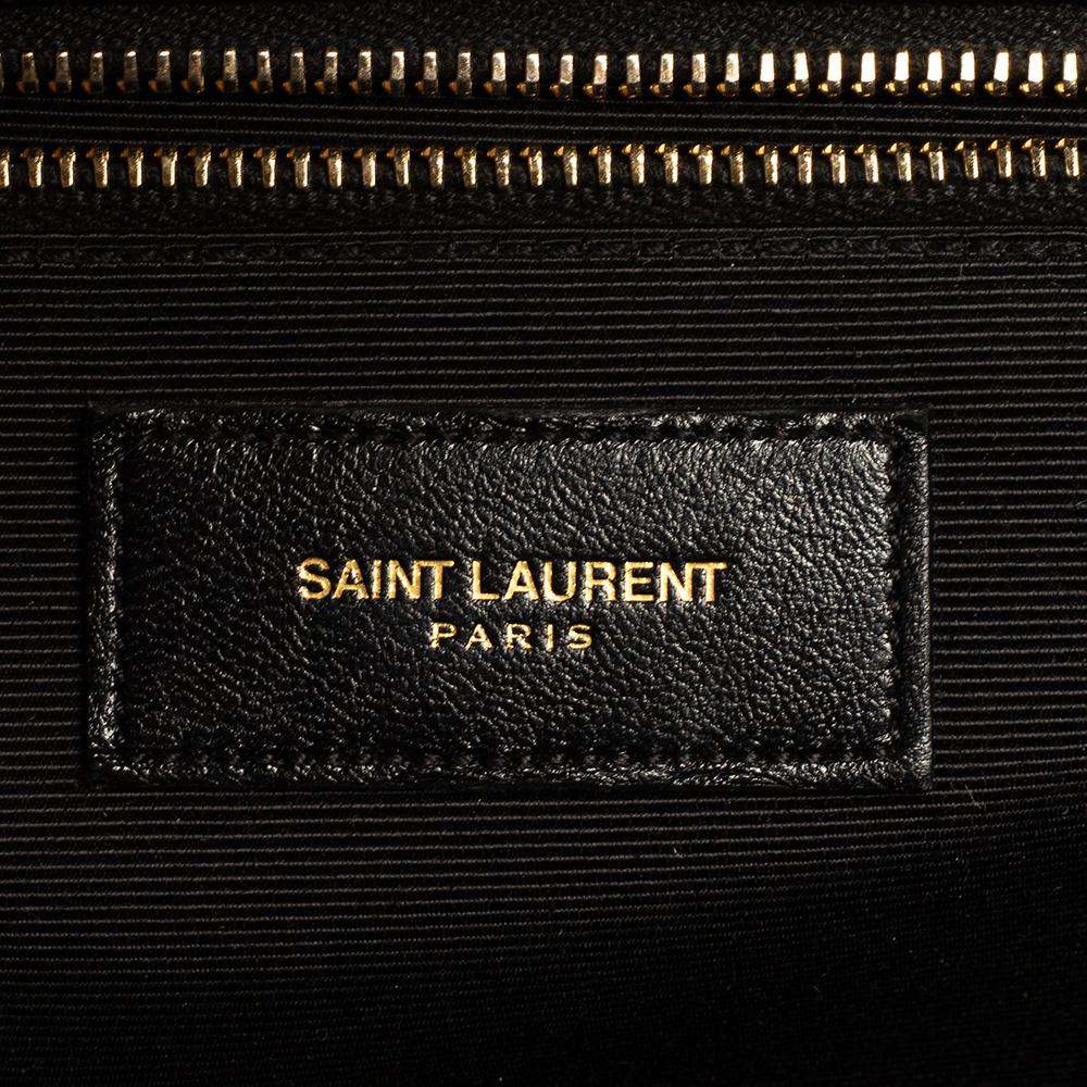 Saint Laurent Black Chevron Quilted Leather Monogram Envelope Shoulder Bag In Good Condition In Dubai, Al Qouz 2