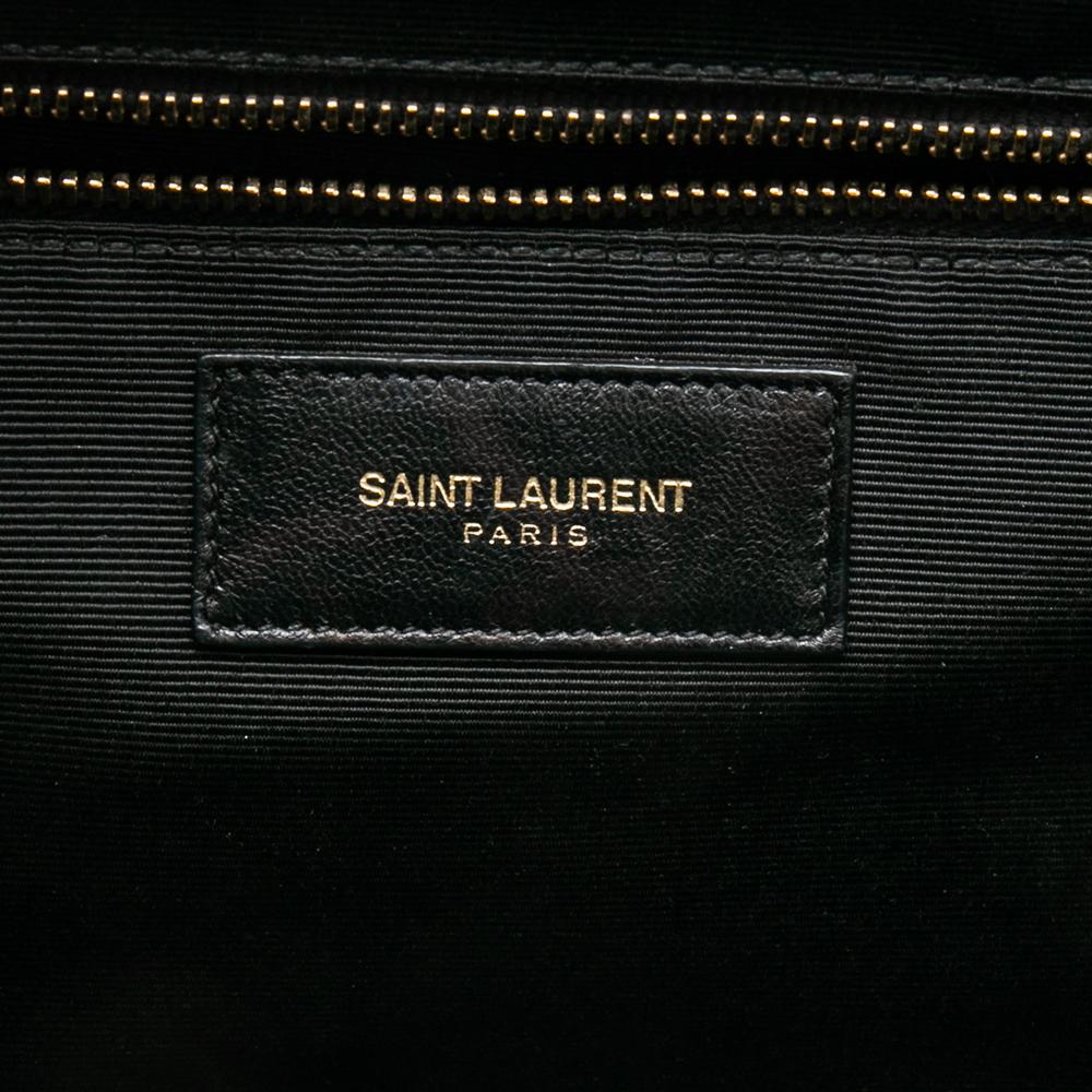 Saint Laurent Black Chevron Quilted Leather Monogram Envelope Shoulder Bag 2