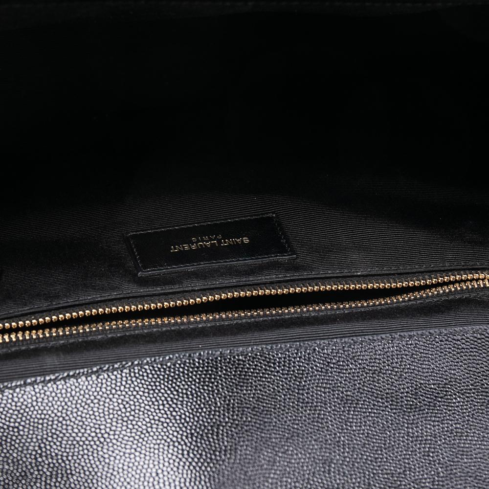 Saint Laurent Black Chevron Quilted Leather Monogram Envelope Shoulder Bag 3