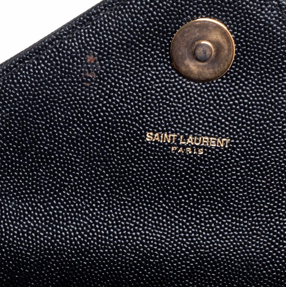 Saint Laurent Black Chevron Quilted Leather Monogram Envelope Shoulder Bag 5