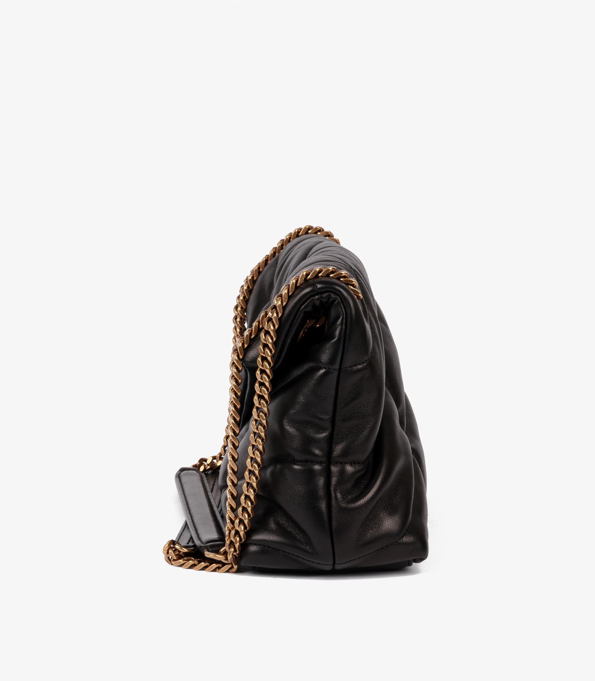 Saint Laurent Black Chevron Quilted Nappa Leather Small Puffer 1