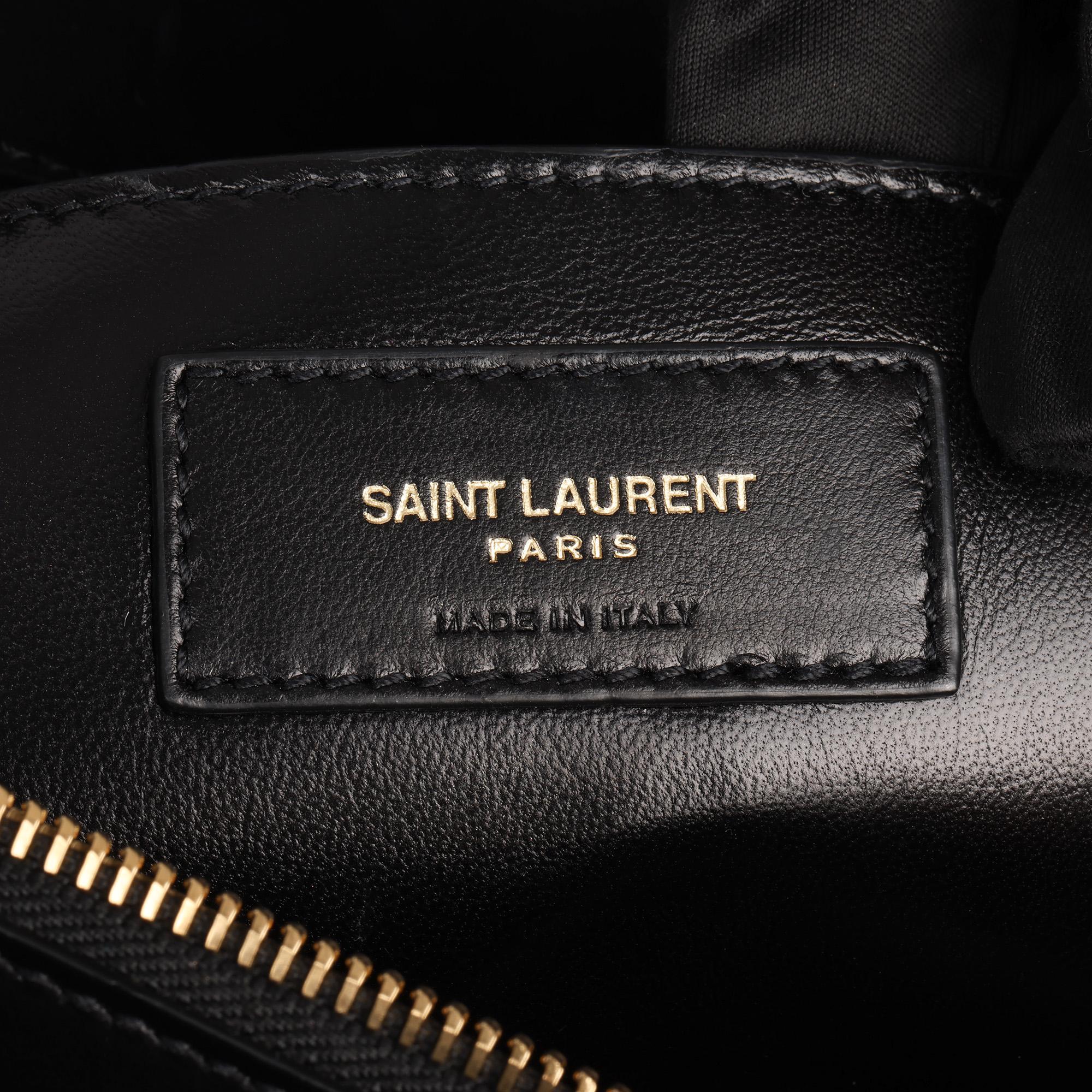 Saint Laurent Black Chevron Suede & Calfskin Leather Large College 5