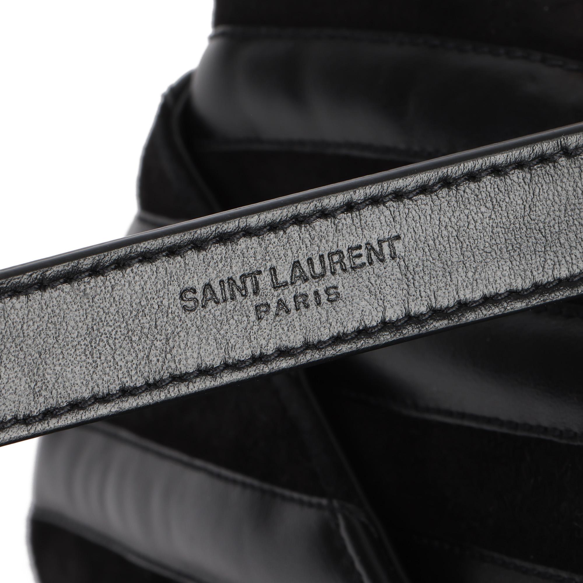 Saint Laurent Black Chevron Suede & Calfskin Leather Large College 4