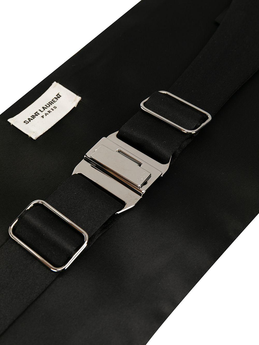 Saint Laurent Black Classic Tuxedo Silk Satin Pleated Cummerbund Belt Size Small For Sale 1