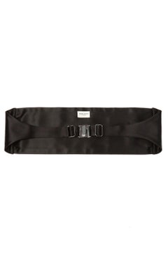 Saint Laurent Black Classic Tuxedo Silk Satin Pleated Cummerbund Belt SZ Medium