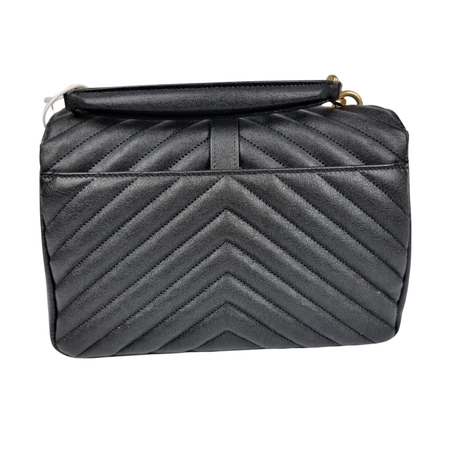 Women's Saint Laurent Black College Quilted Satchel Bag Small For Sale