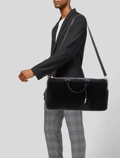 Saint Laurent Black Corduroy Andy Duffle Weekender Bag