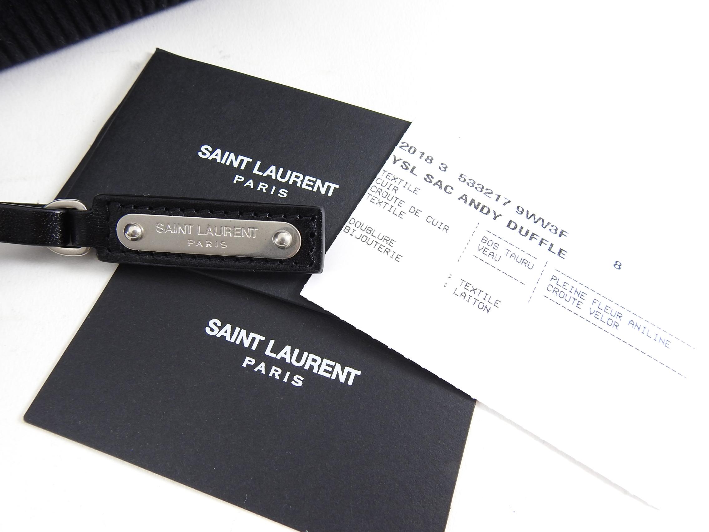 Women's or Men's Saint Laurent Black Corduroy Andy Duffle Weekender Bag For Sale