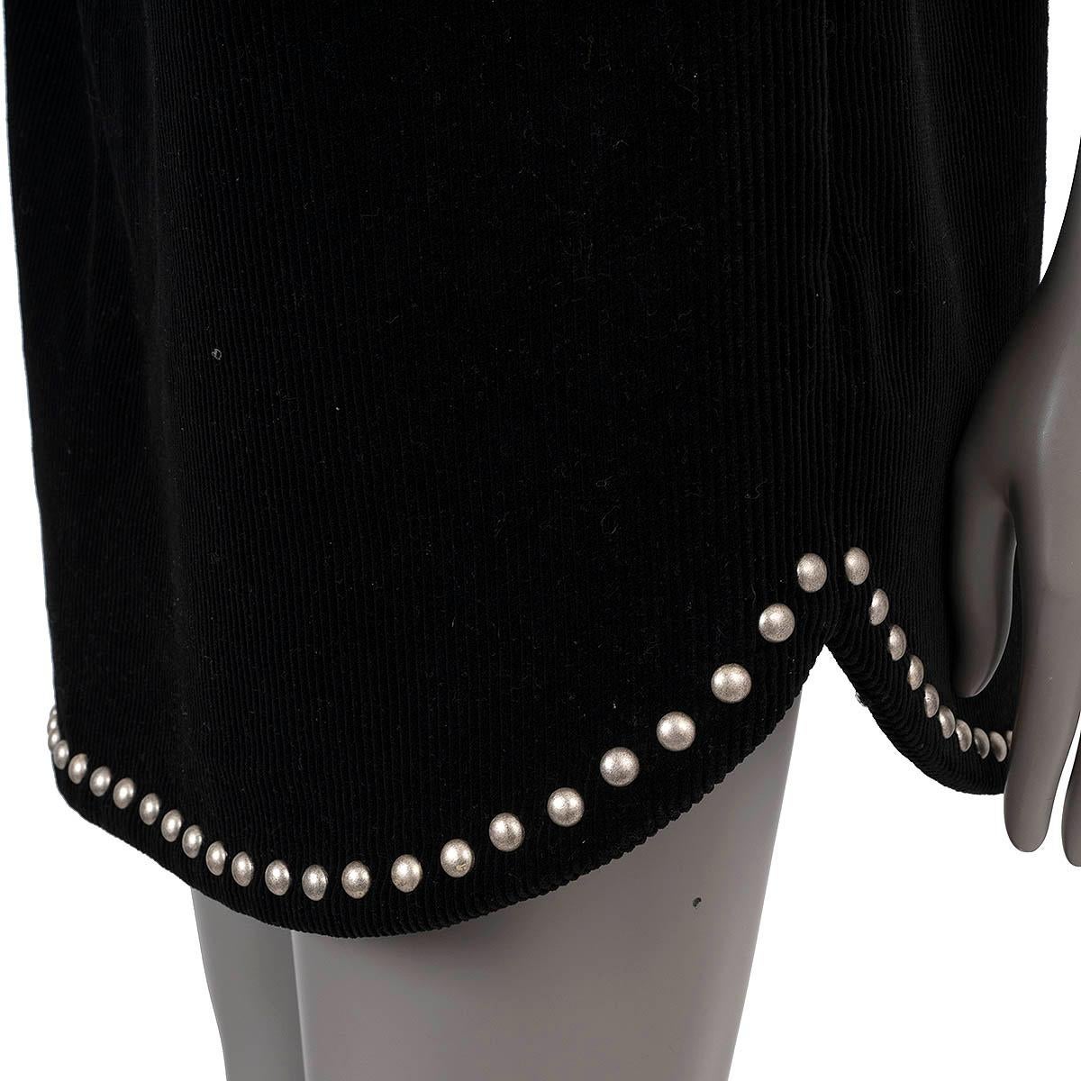 SAINT LAURENT black cotton 2018 STUDDED CORDUROY MINI Skirt 42 L For Sale 2