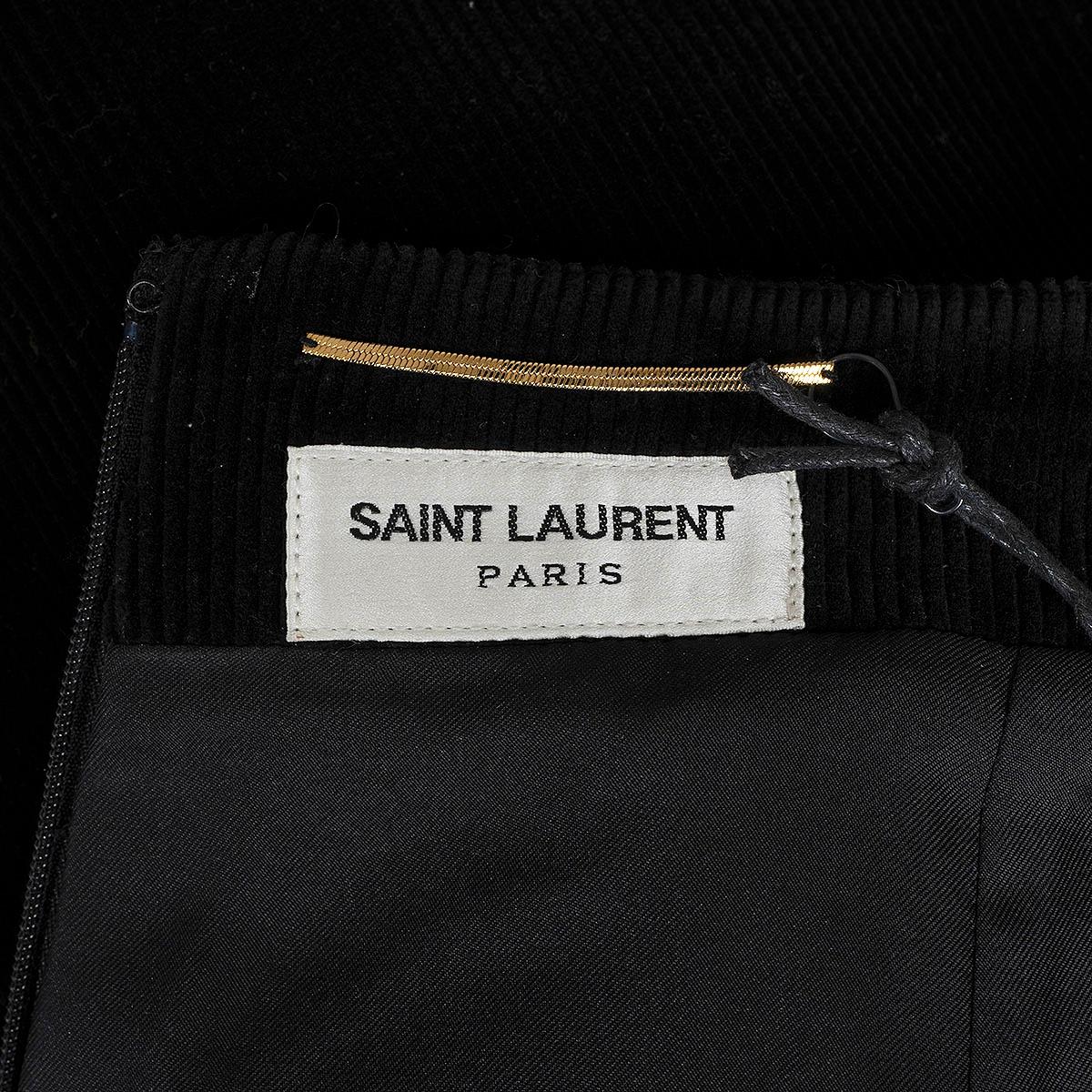 SAINT LAURENT black cotton 2018 STUDDED CORDUROY MINI Skirt 42 L For Sale 2