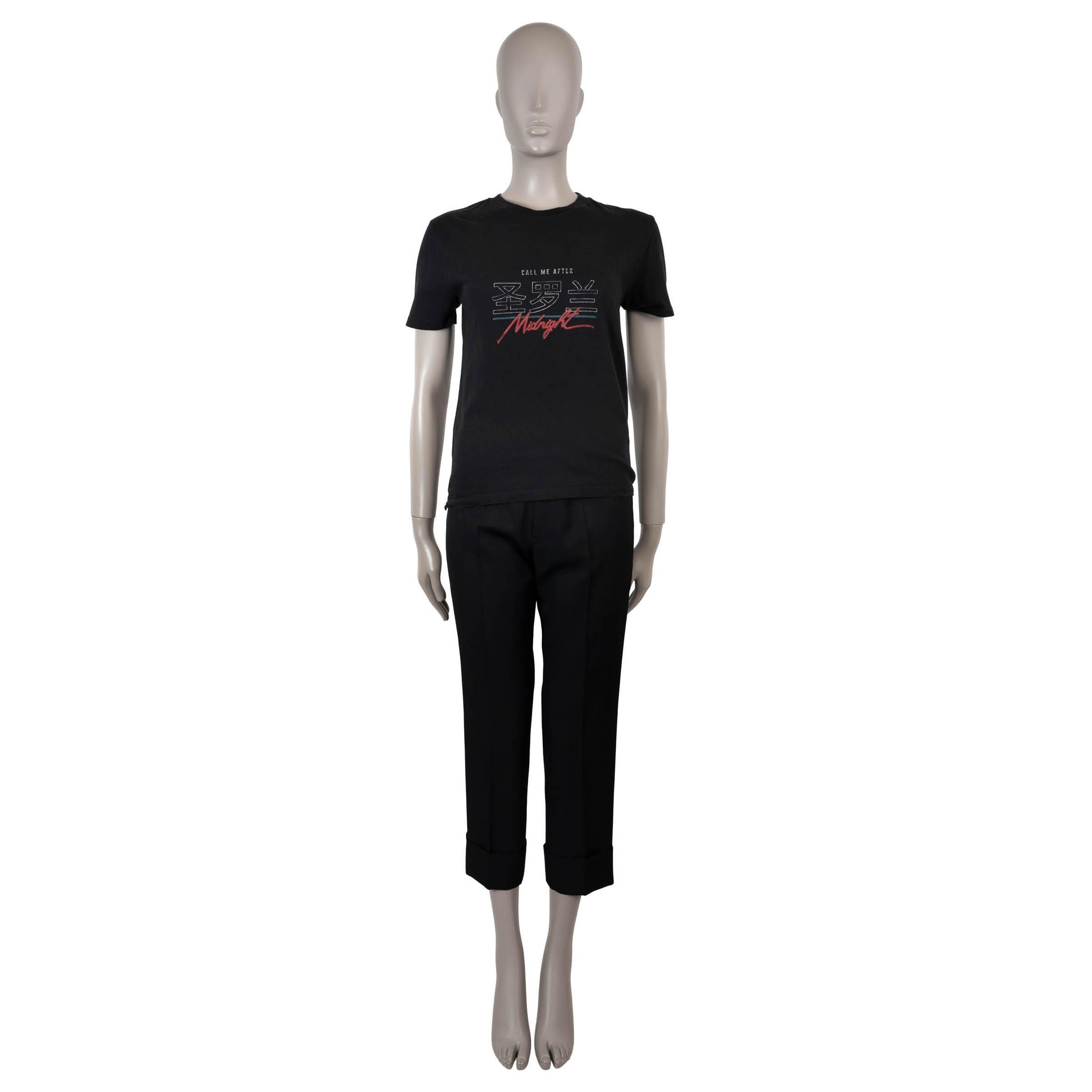 SAINT LAURENT noir coton 2019 CALL ME AFTER MIDNIGHT T-SHIRT Shirt XS Excellent état - En vente à Zürich, CH