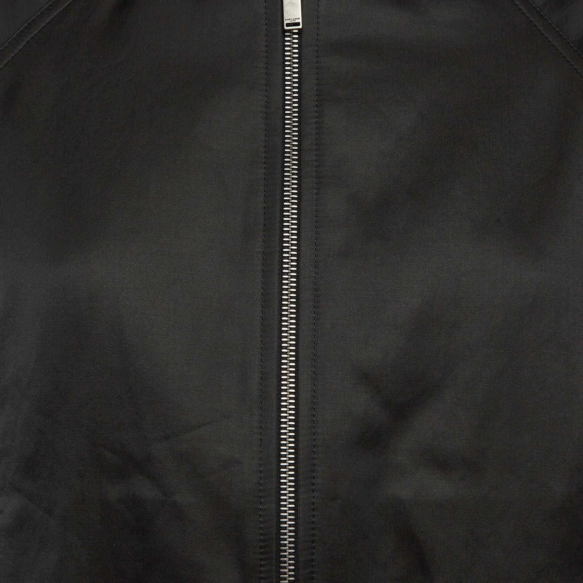 Saint Laurent Veste bombardier à rayures arc-en-ciel en coton mélangé noir M Excellent état - En vente à Dubai, Al Qouz 2