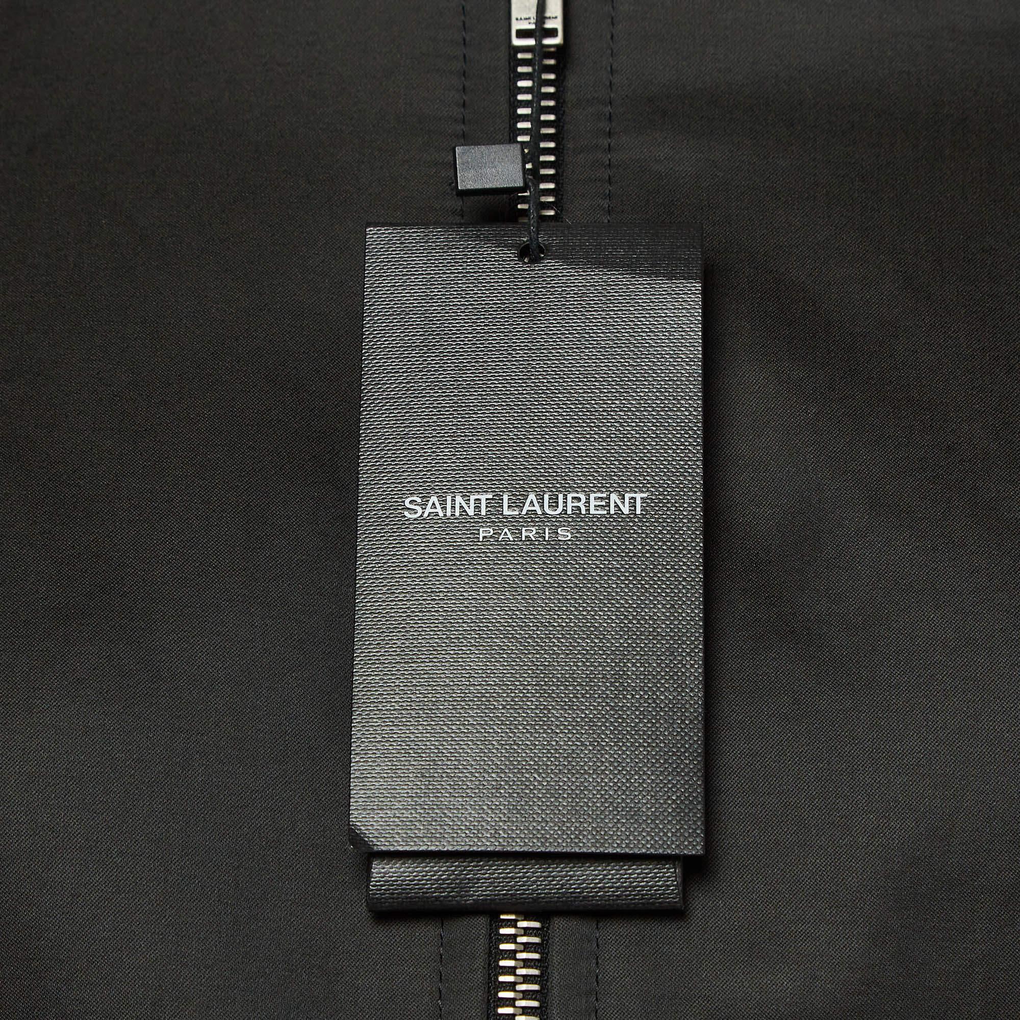 Saint Laurent Veste bombardier à rayures arc-en-ciel en coton mélangé noir M en vente 1