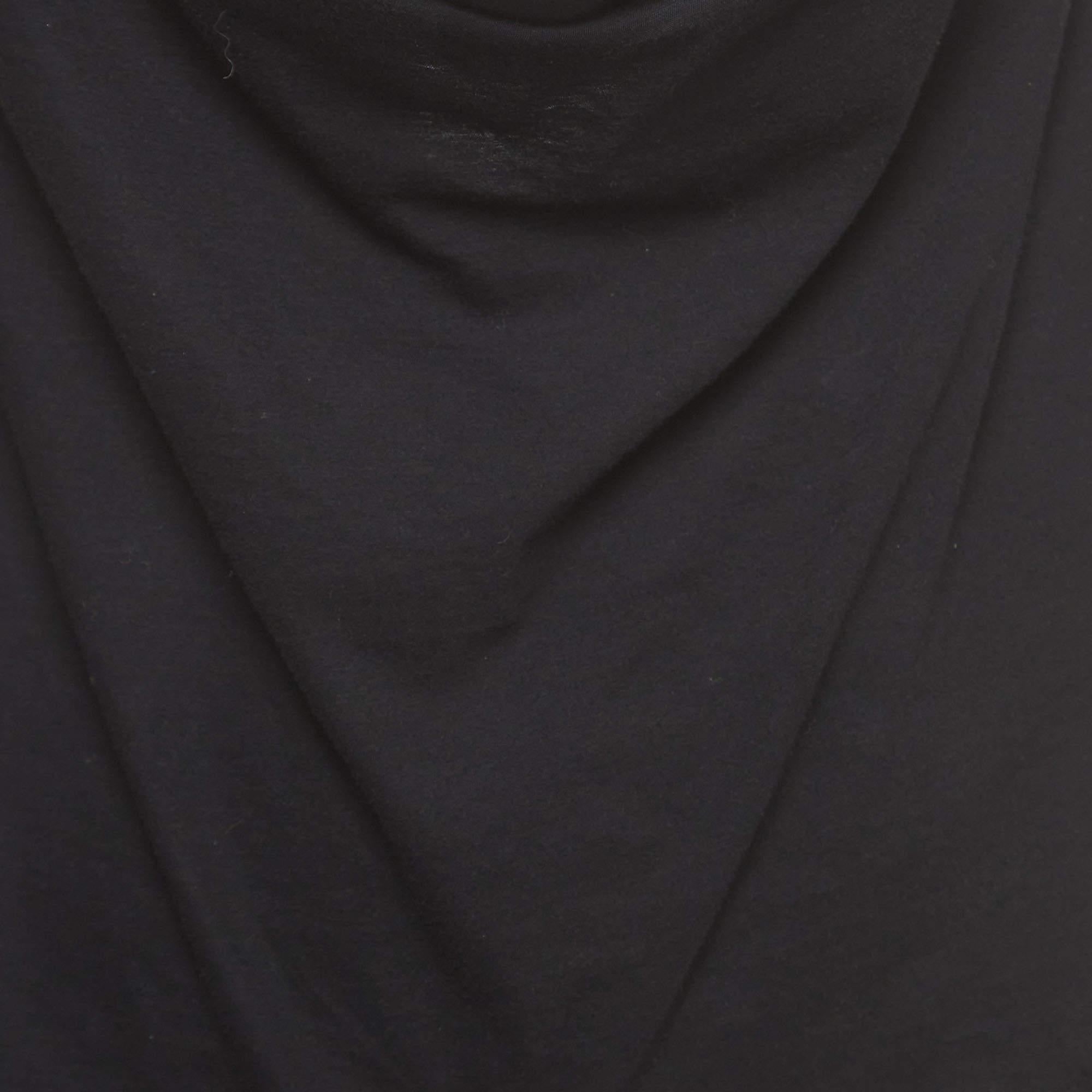 Women's Saint Laurent Black Cotton Cowl Neck Back Chain Detailed Top S
