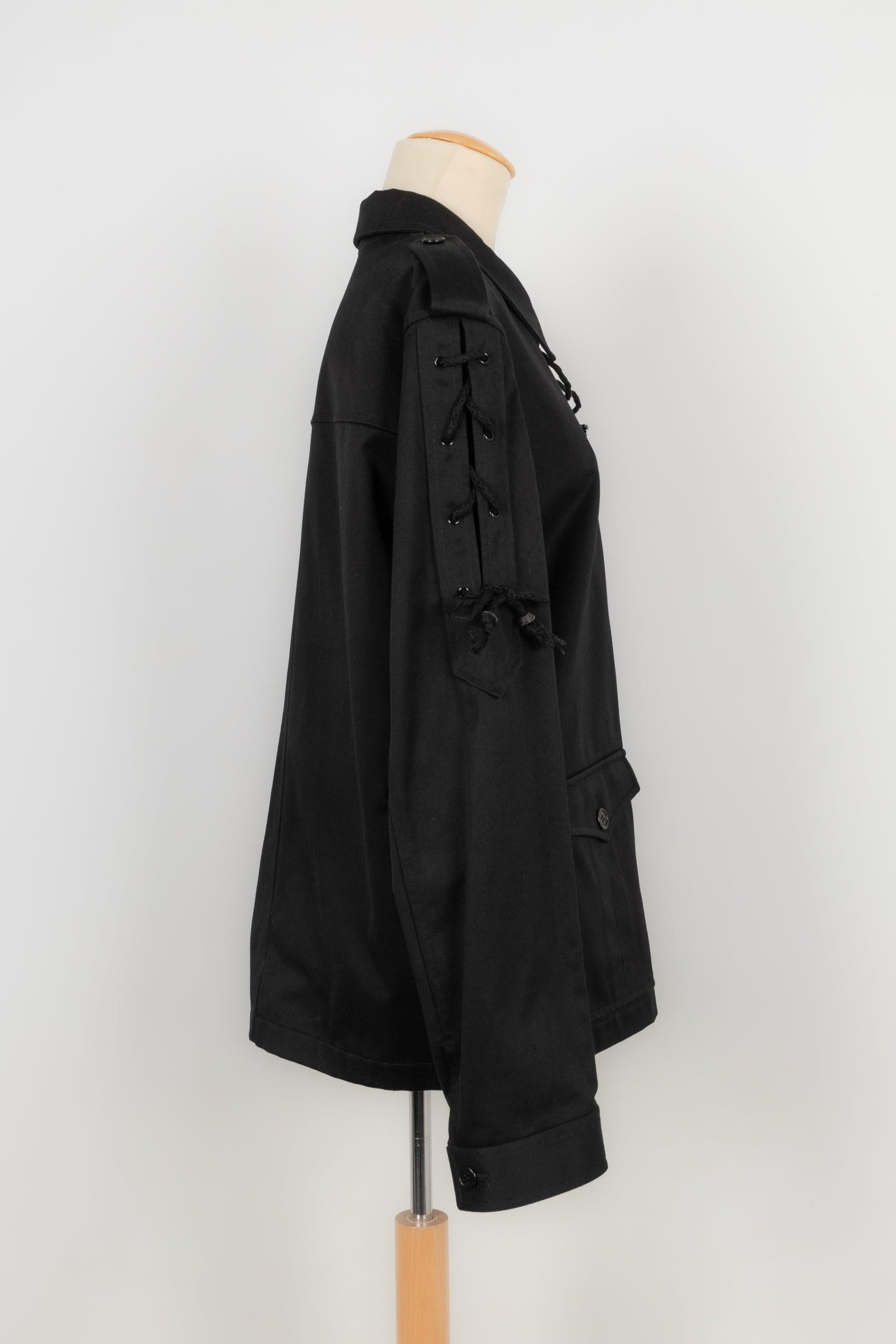 Saint Laurent Black Cotton Mid-Length Jacket Spring 40FR, 2019 1