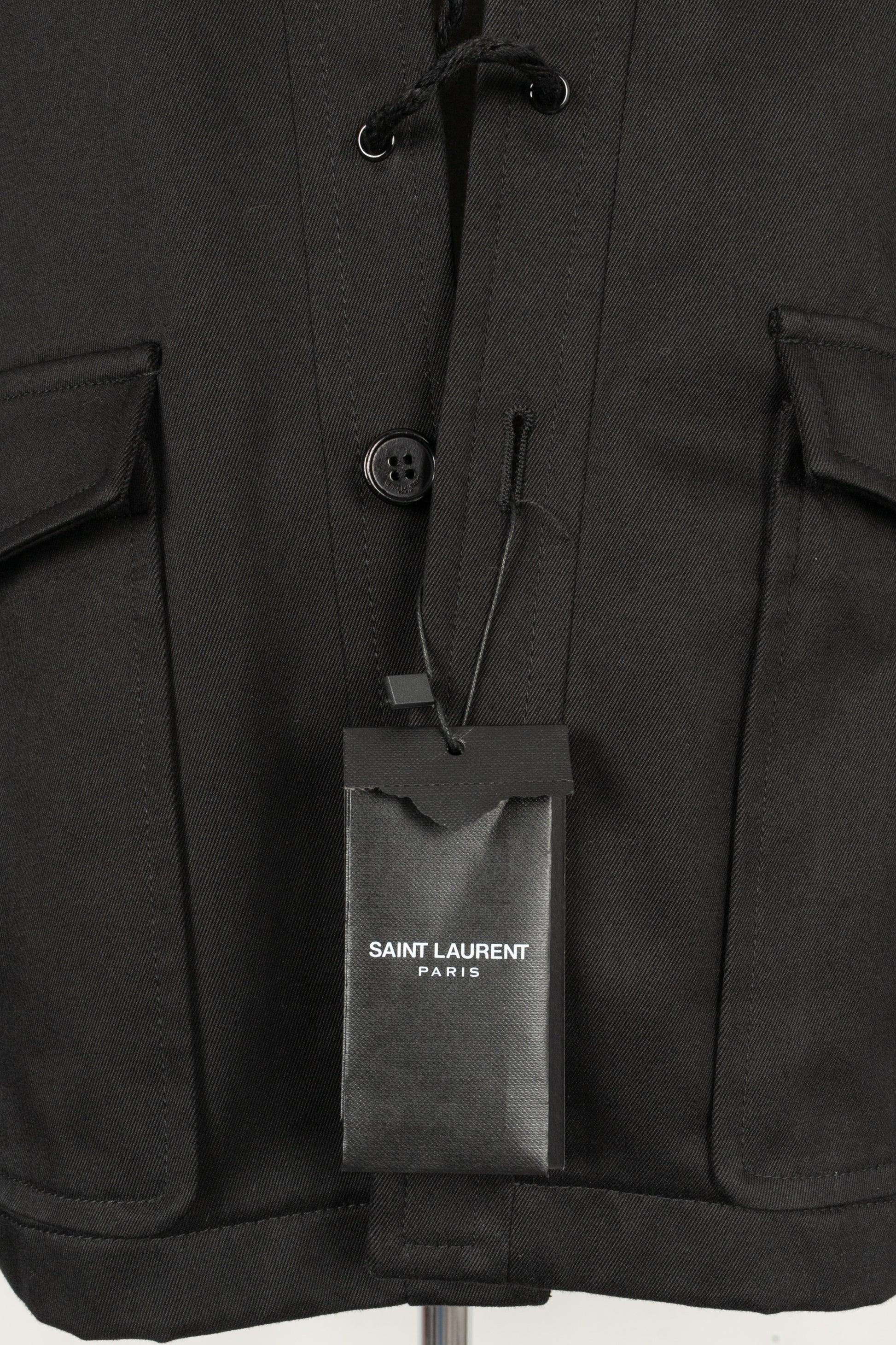 Saint Laurent Black Cotton Mid-Length Jacket Spring 40FR, 2019 5
