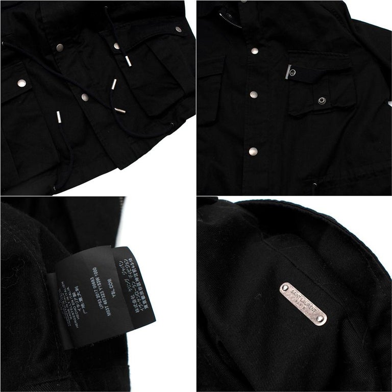Saint Laurent Black Cotton Military Jacket For Sale at 1stDibs