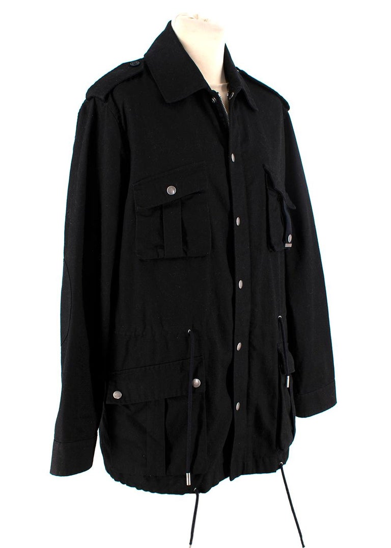 Saint Laurent Black Cotton Military Jacket For Sale at 1stDibs