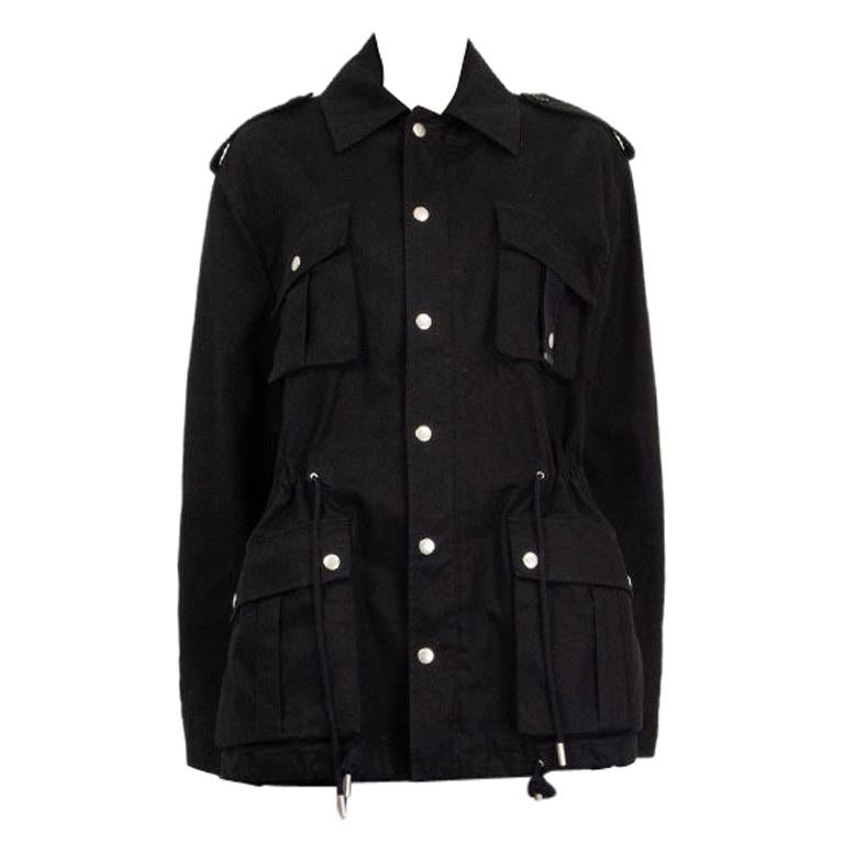 SAINT LAURENT black cotton OVERSIZED CARGO Coat Jacket 40 M For Sale