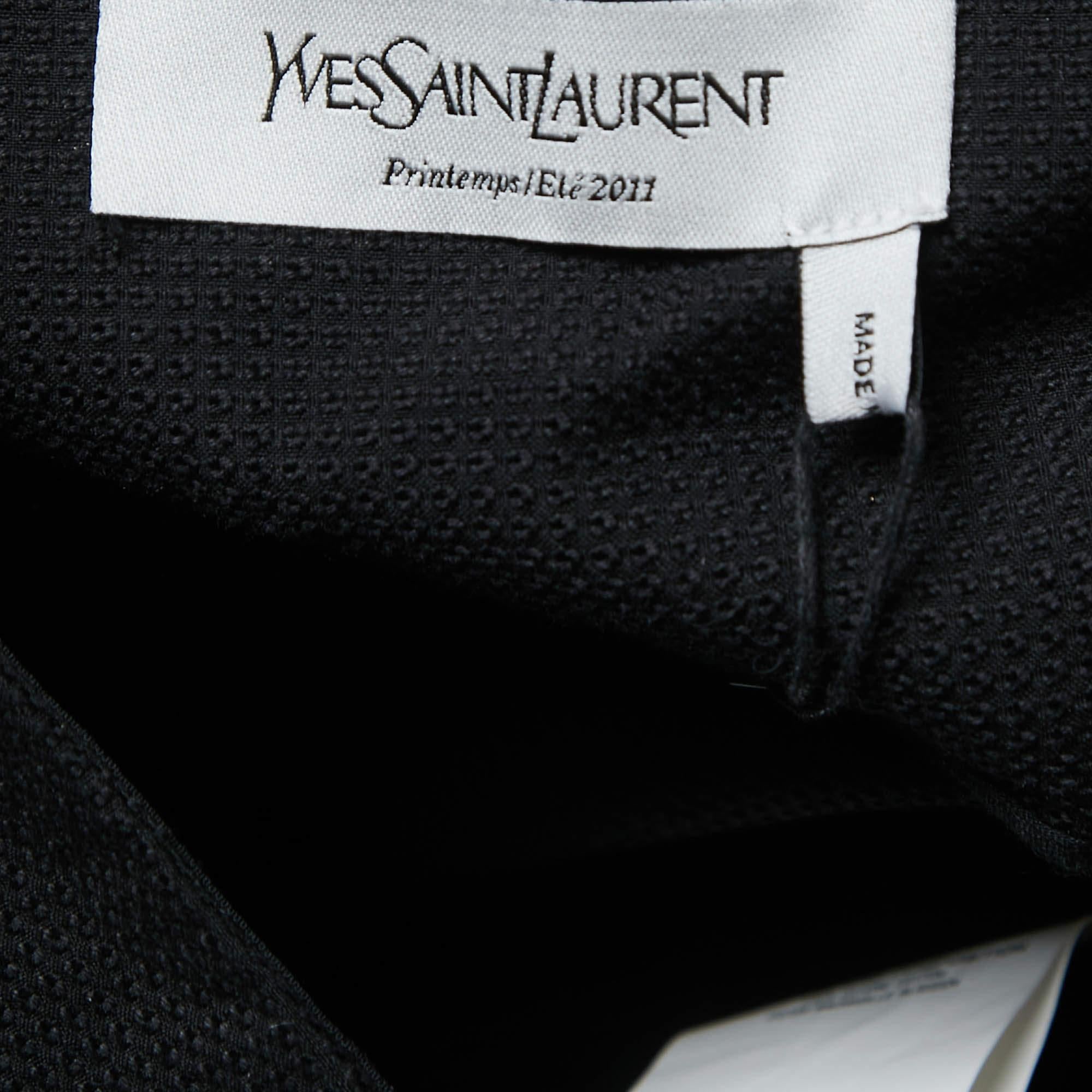 Women's Saint Laurent Black Cotton Pique Totem Top M For Sale