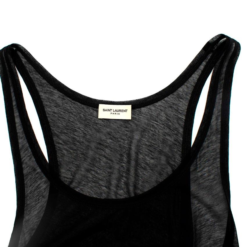 Saint Laurent Black Cotton Sheer Tank Top - US 8 In Excellent Condition For Sale In London, GB