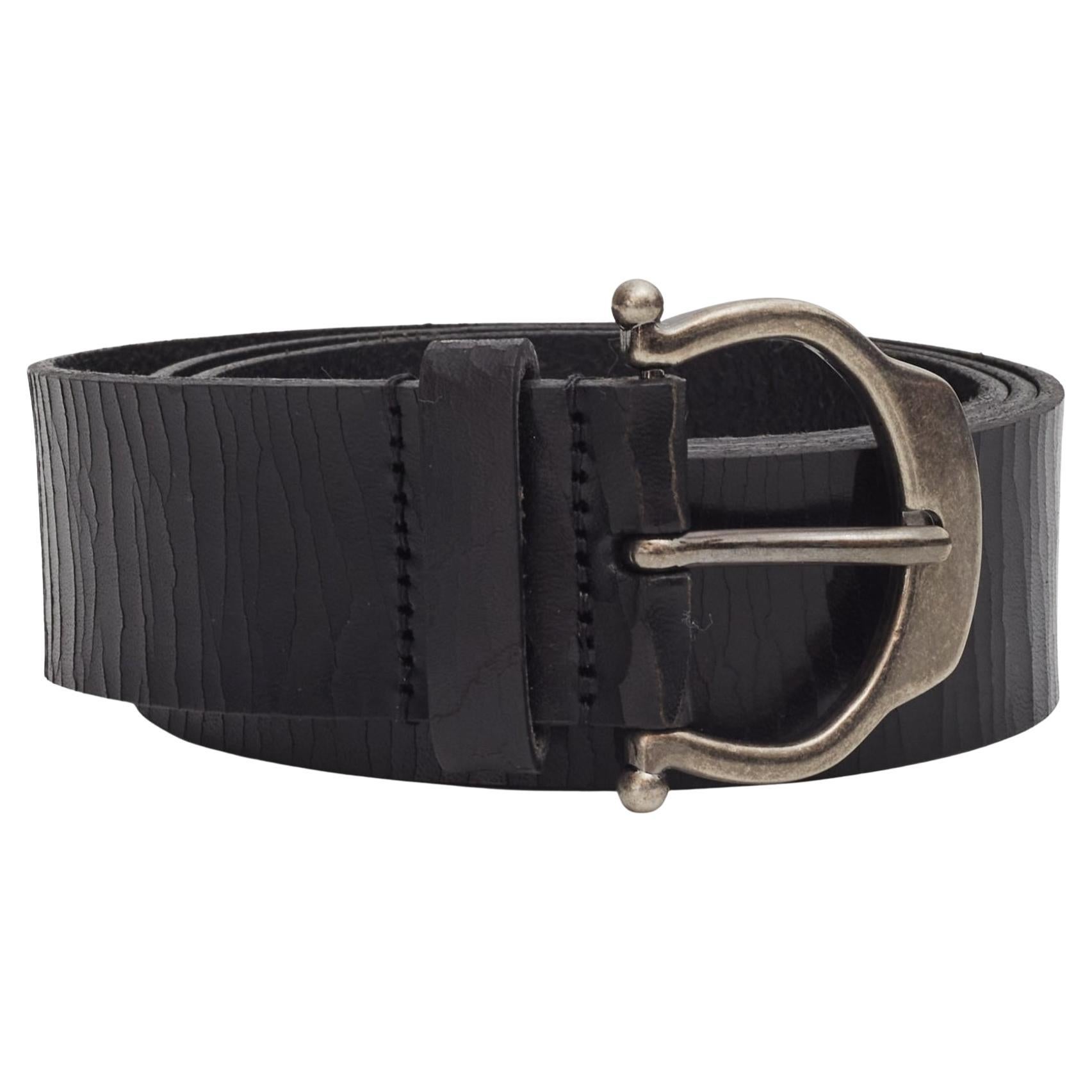 Saint Laurent Black Cracked Leather Belt (90/36) For Sale