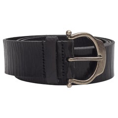 Saint Laurent Black Cracked Leather Belt (90/36)